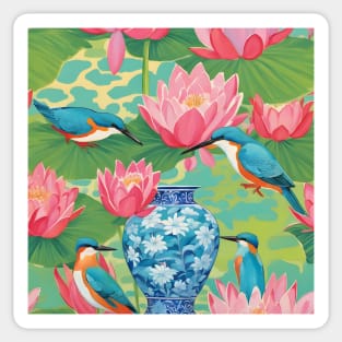 Kingfishers at the lily pond Sticker